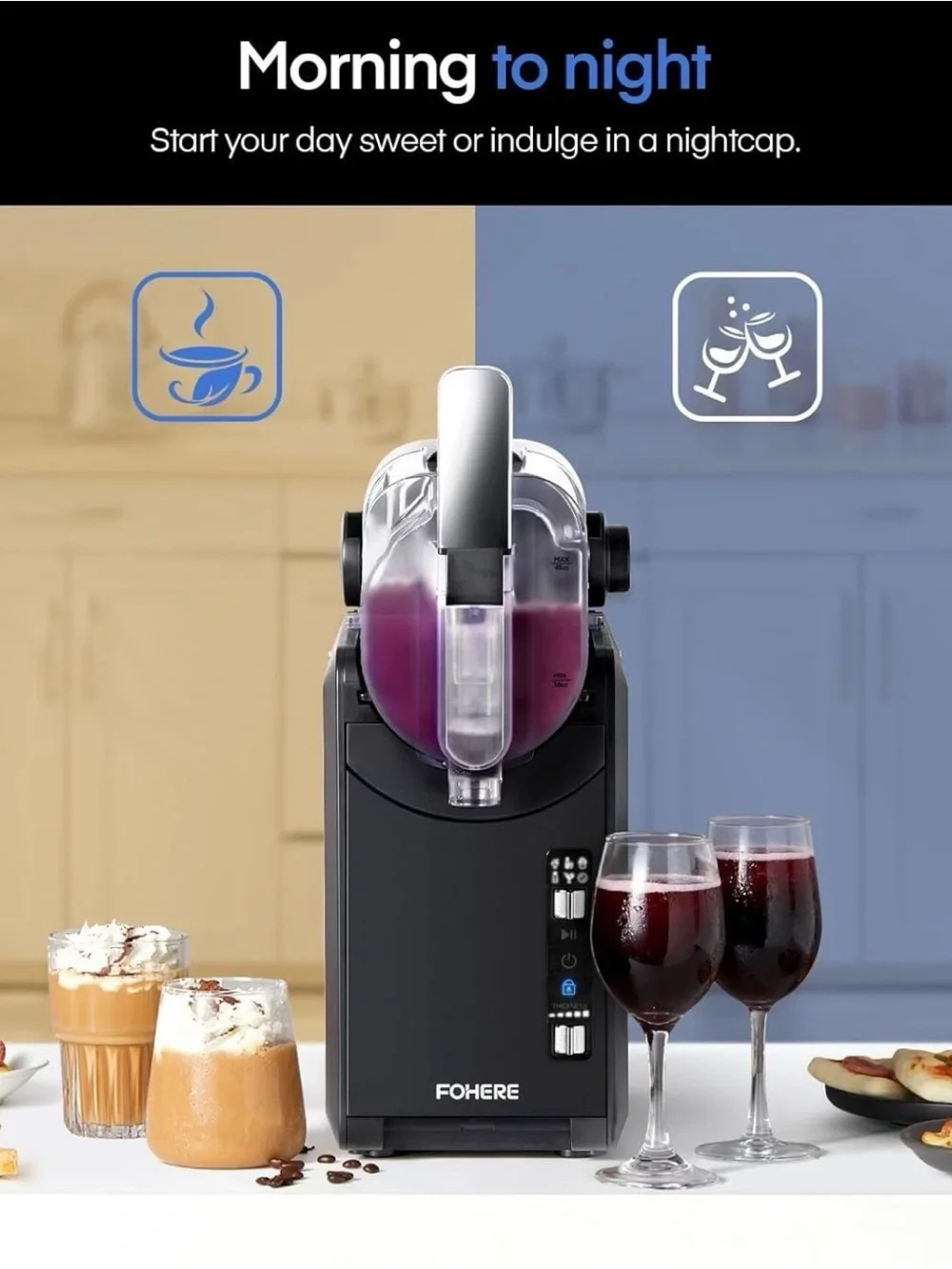 FOHERE Professional Slushie Machine 68oz 5 Presets Frozen Margaritas Frapps